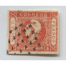 ARGENTINA 1859 GJ 18 CABECITA DE $ 2 ESTAMPILLA FINAMENTE USADO U$ 135
